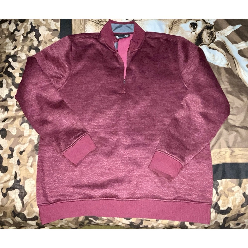 Under Armour Sweater Mens XL Cranberry/Burgundy Cold Gear Storm‎ Performance
